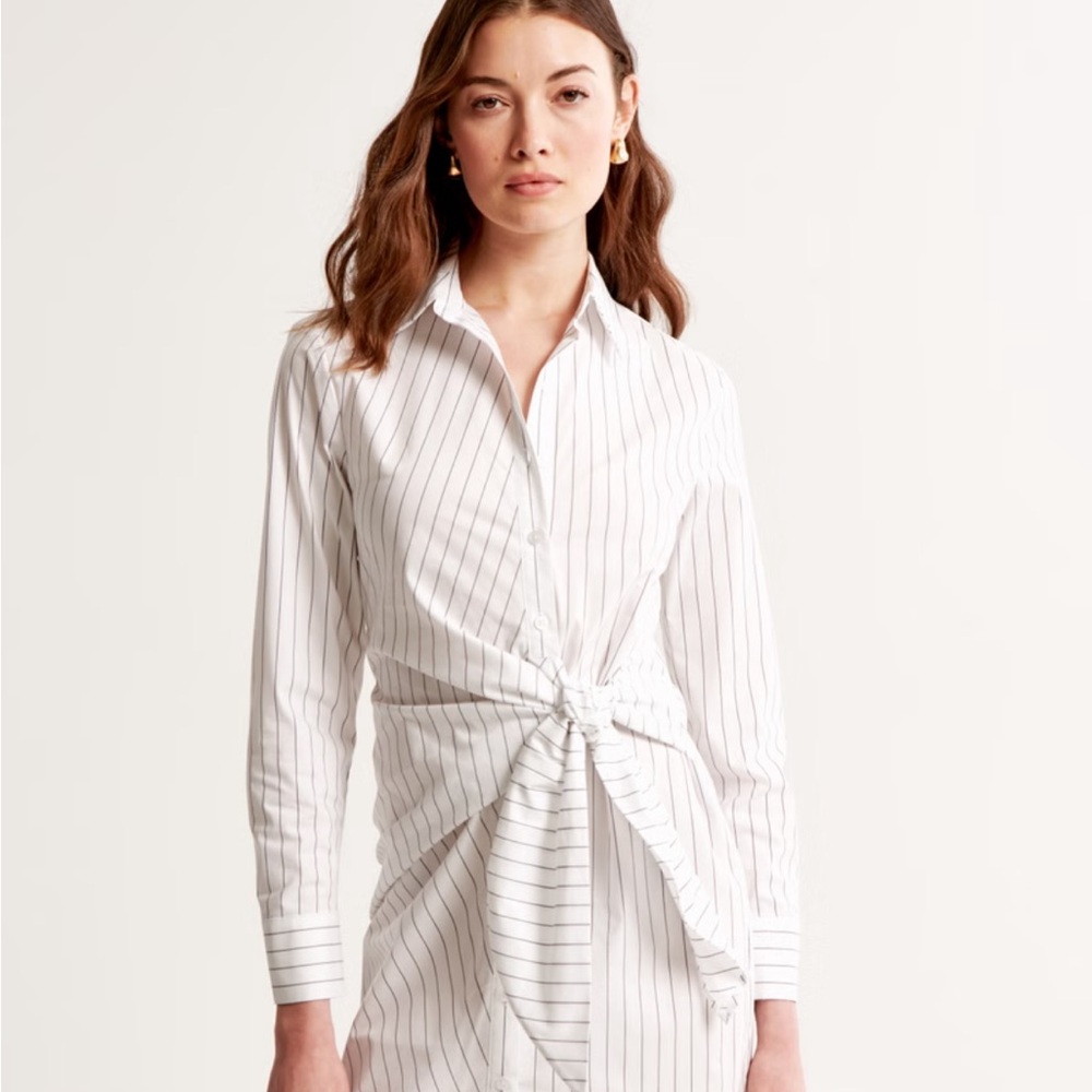 Abercrombie & Fitch Line Sleeve Wrap Shirt Dress - Picture 5 of 9